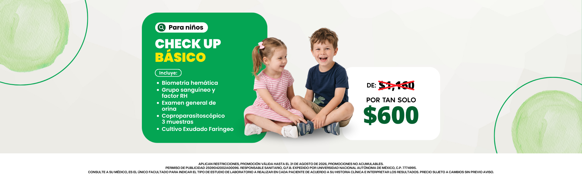 Promoción Paquete Básico Niños en Laboratorio Xotepingo CDMX