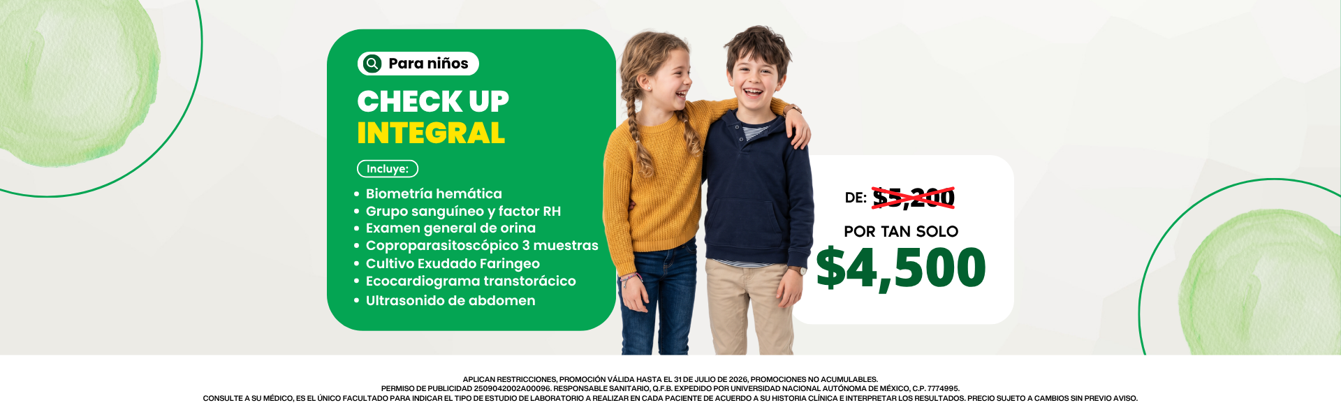 Promoción Paquete Integral Niños en Laboratorio Xotepingo CDMX