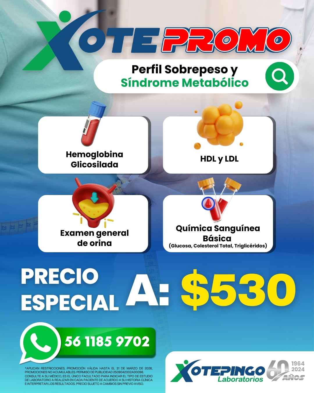 Perfil metabólico para control de peso en Laboratorio Xotepingo Ciudad de México